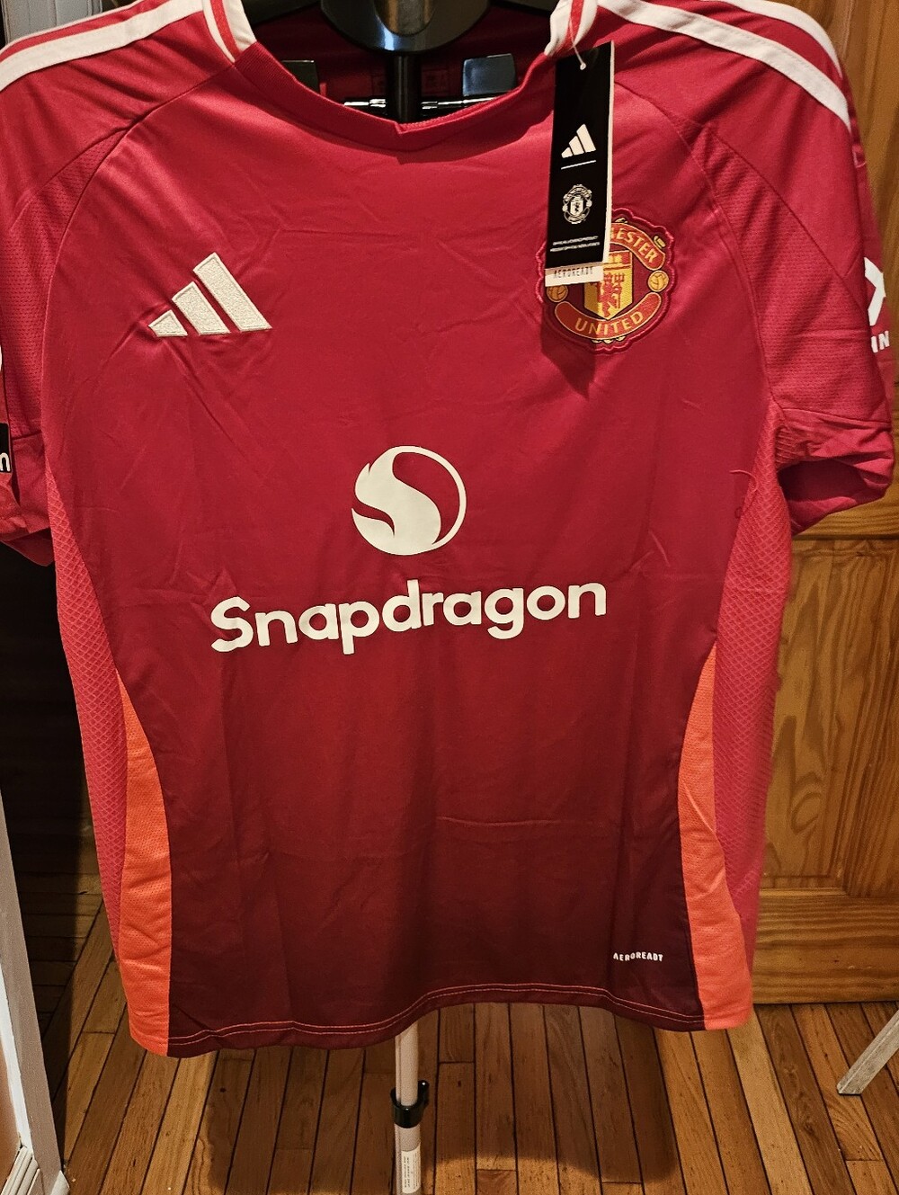 adidas Manchester United Maroon & Coral Soccer Jersey
